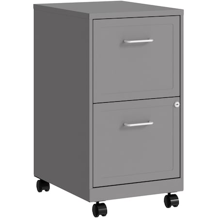 Nusparc 2-Drawer Mobile Vertical File Cabinet, 14.2" x 18" x 26.5", Silver NPRVF218AMSR